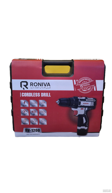 دریل شارژی ۱۲ ولت دو باطری با لوازم رونیوا مدل RV-1200
