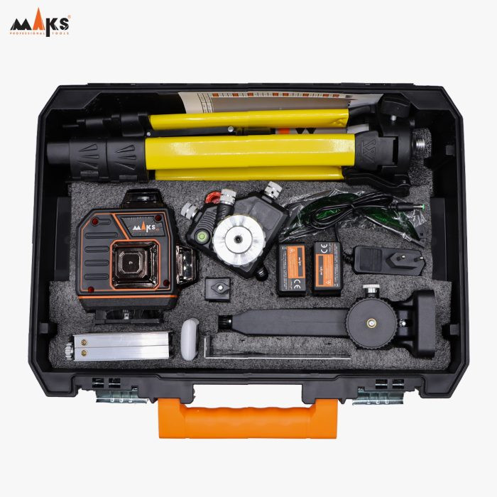 تراز لیزری 16 خط 4 بعدی نور سبز به همراه سه پایه مکث مدل TLT-16